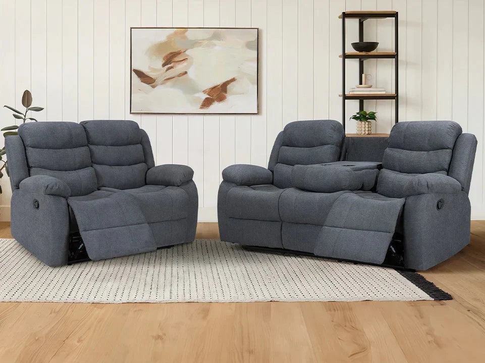 Roma 3seater + 2setaer Fabric Sofa Set In Grey