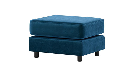 Blue Plush Velvet Footstool