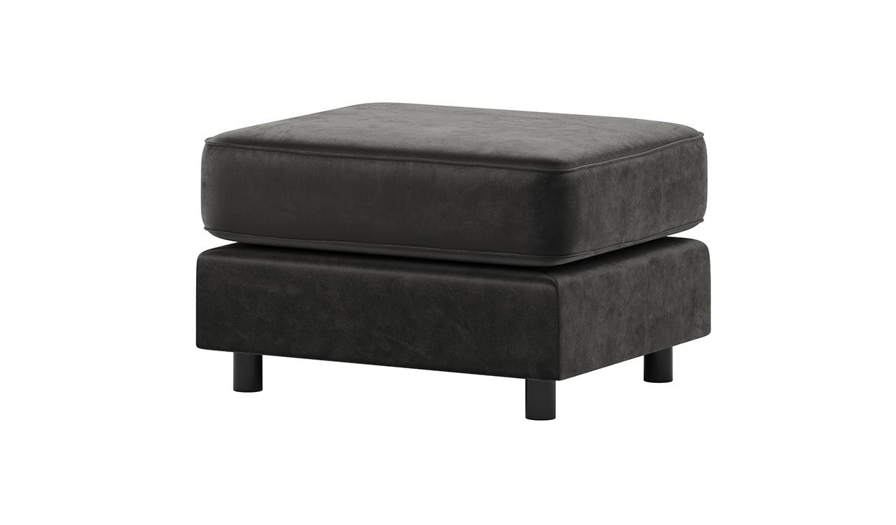 Black Plush Velvet Footstool