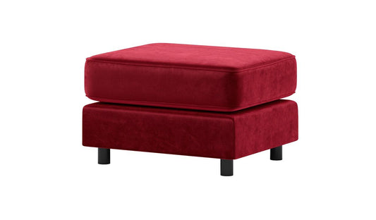 Red Plush Velvet Footstool