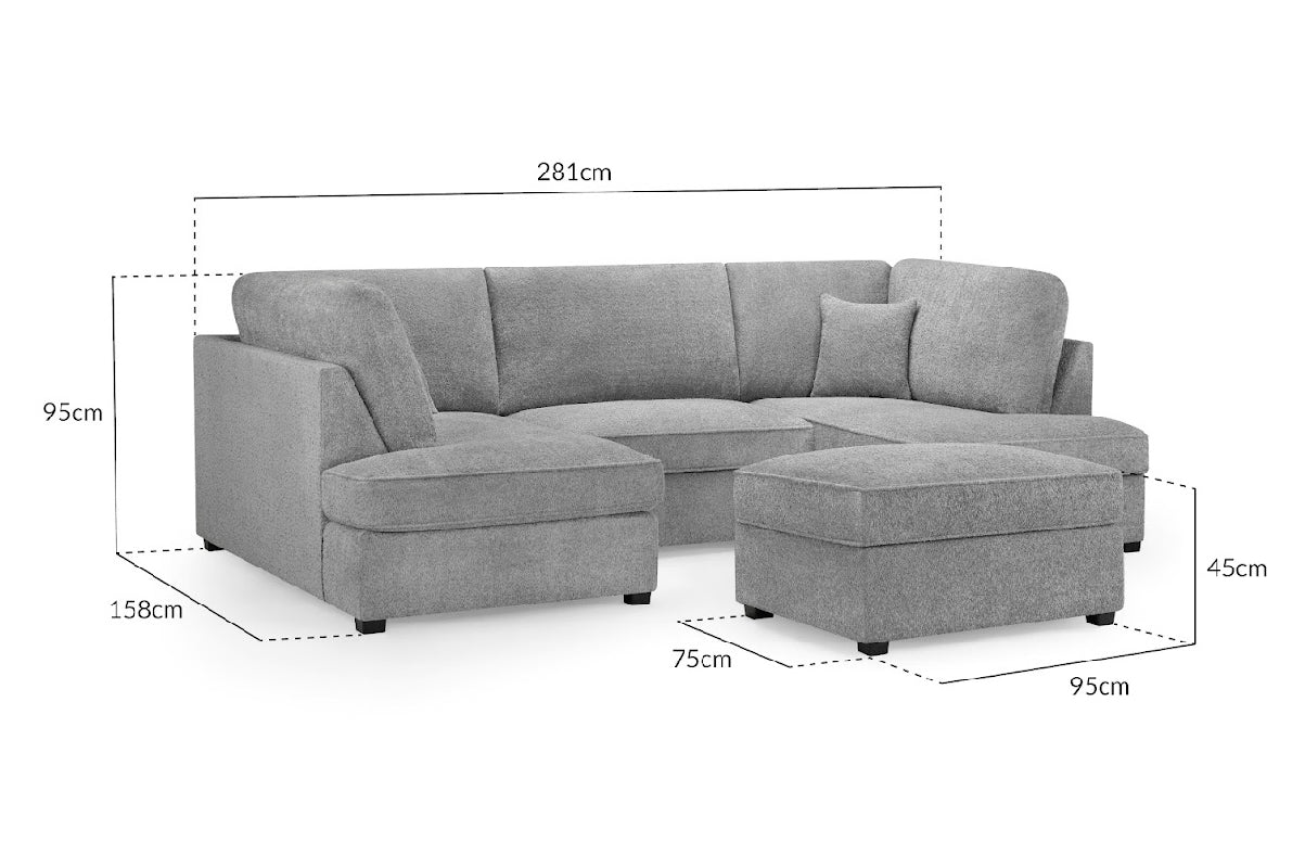 Carnaby Sofa Boucle U Shape Corner | Grey,Beige