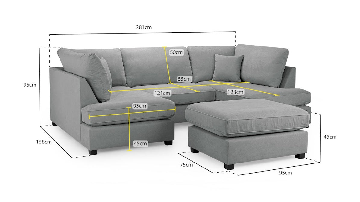 Carnaby Sofa U Shape Corner | Grey,Black,Beige