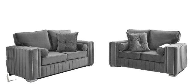 PLUSH 3+2 BENTLEY SOFA BLACK GREY BLUE GREEN