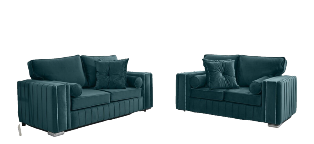 PLUSH 3+2 BENTLEY SOFA BLACK GREY BLUE GREEN