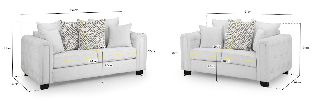 Grazia Sofa Set | Light Grey