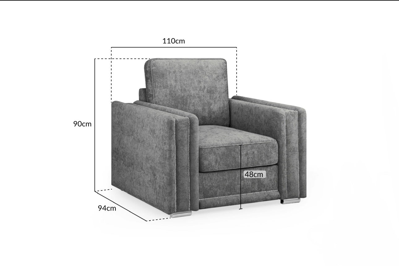 Bentley Fullback Armchair | Charcoal,Silver