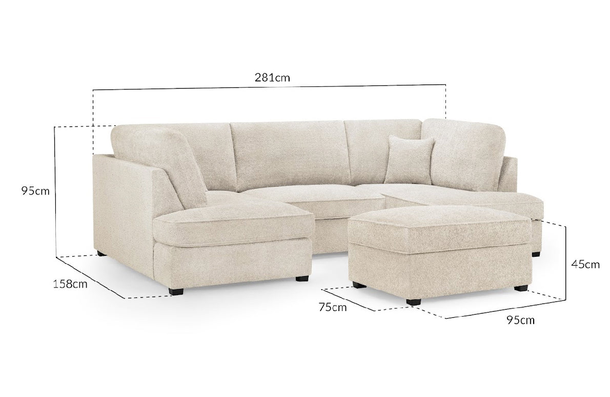 Carnaby Sofa Boucle U Shape Corner | Grey,Beige