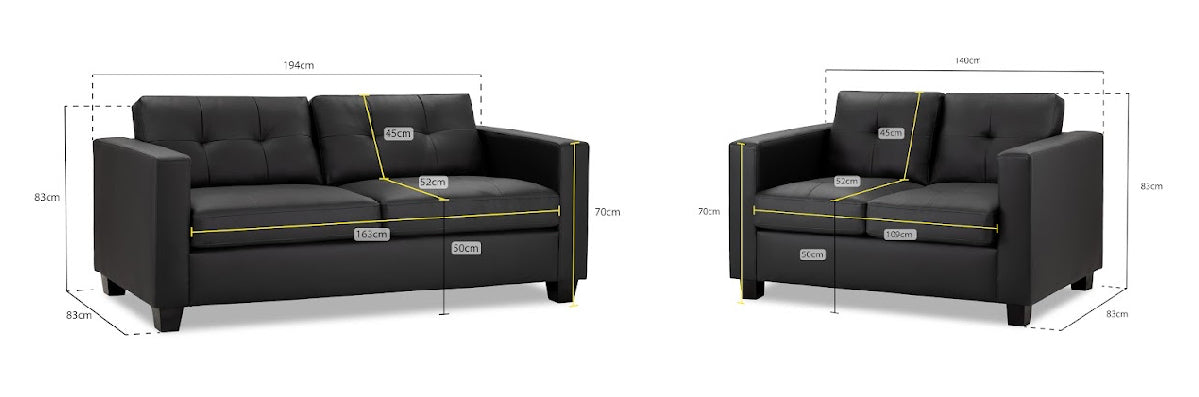 Jerry Sofa Set | Black