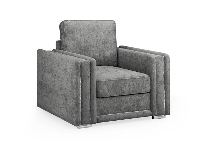 Bentley Fullback Armchair | Charcoal,Silver
