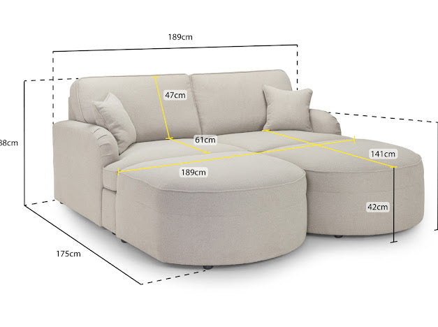 Erin Sofa Beige 3 Seater