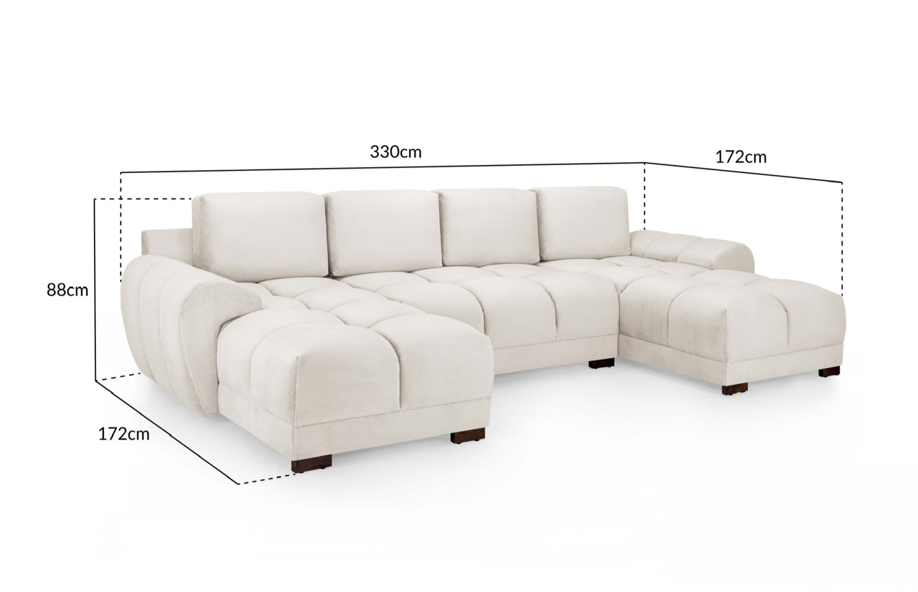 Azzuro U Shape Corner Sofas | Cream,Grey,Mocha