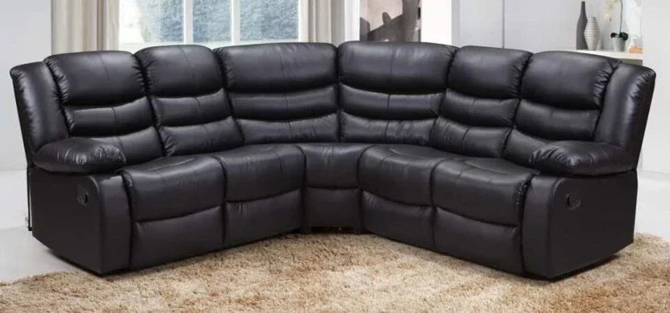 Roma Leather Recliner Corner Sofa Set brown | black | grey