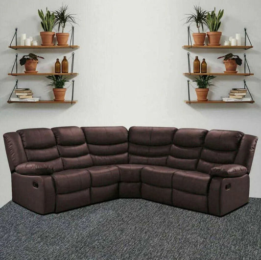 Roma Leather Recliner Corner Sofa Set brown | black | grey