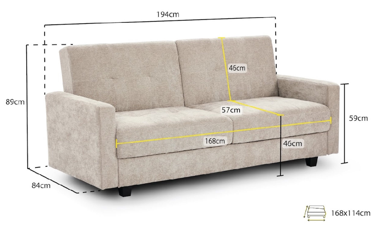 Hive Sofa Bed 3 Seater | Grey,Beige