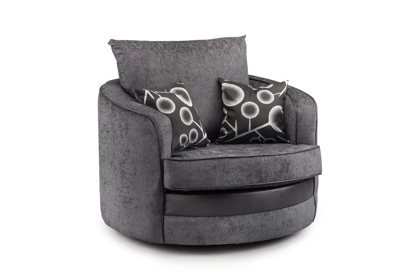 Shannon Sofa Set Swivel Chair | Black/Grey