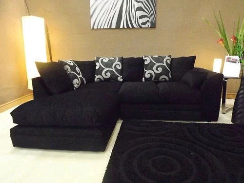 Black Zina Chenille Fabric Sofa