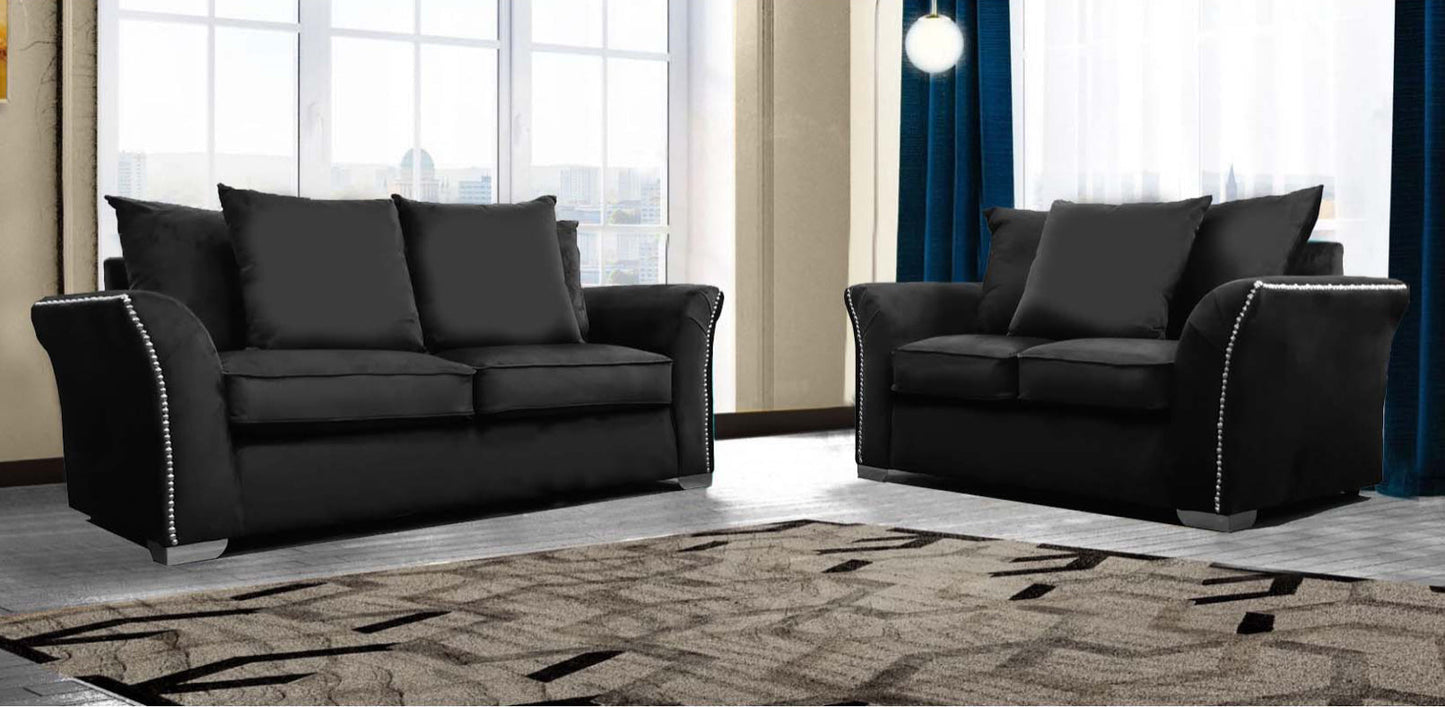 Plush Velvet Sofas grey, black, blue