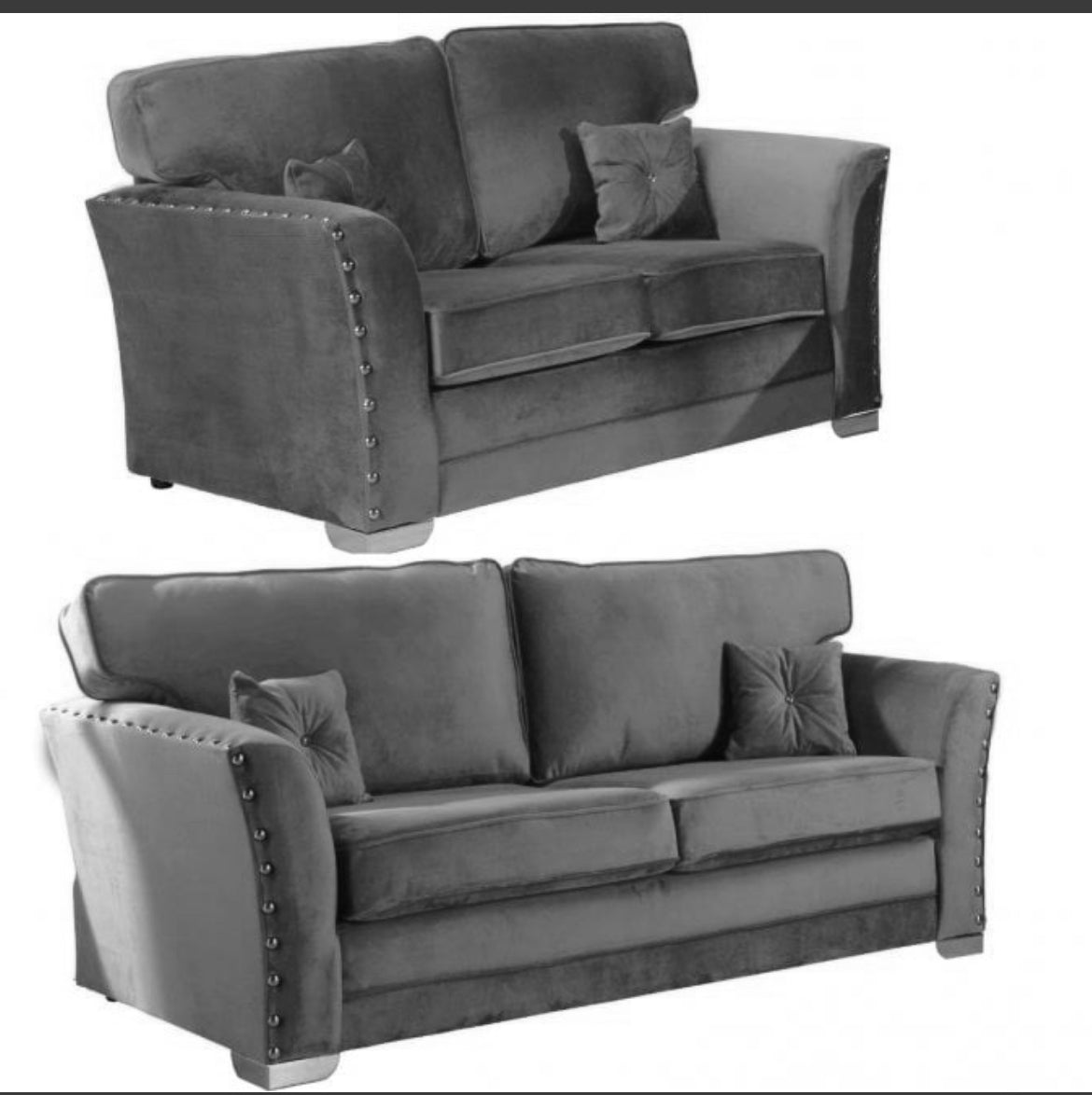 Plush Velvet 3+2 Seater Sofa Set  GREY-BLACK -GREEN-BLUE-MUSTARD