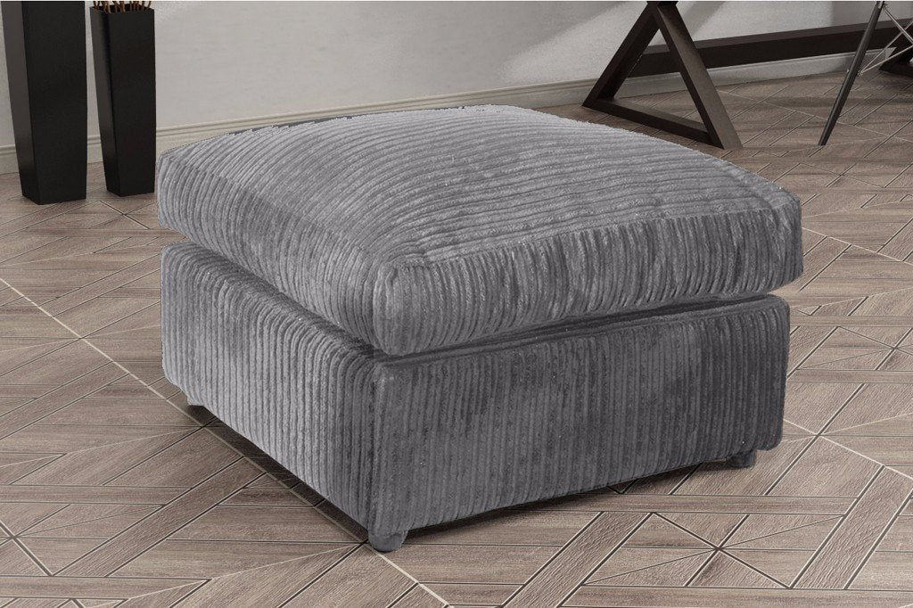 Grey Jumbo Cord Footstool