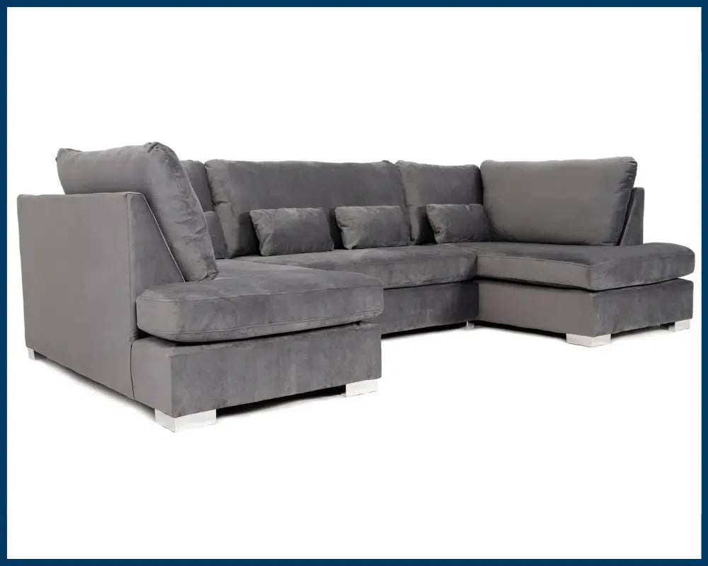 Grey Plush Velvet Sofa