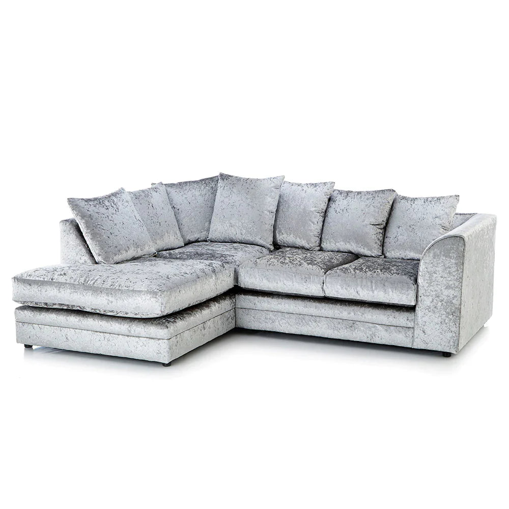 Silver Crushed Velvet Sofa