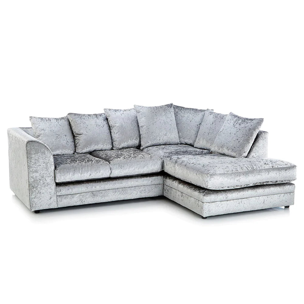 Silver Crushed Velvet Sofa