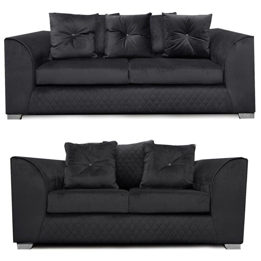 Plush Velvet Sofas black, grey, blue