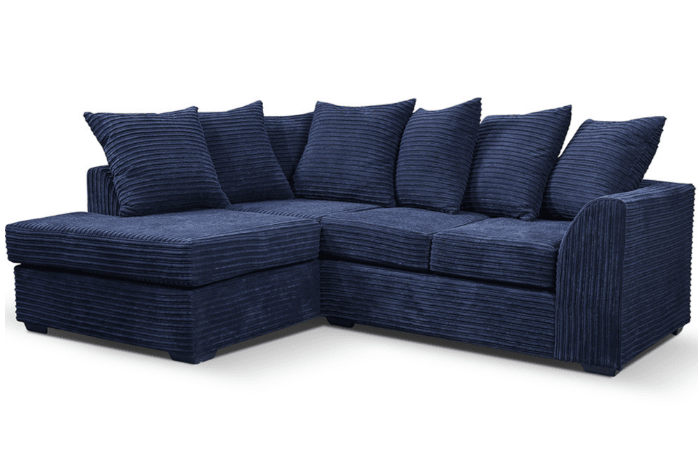 Blue Jumbo Cord Corner Sofa Left hand/Right hand