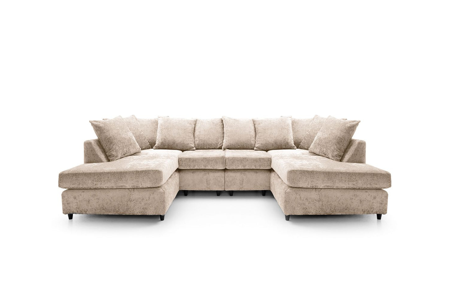 Chenille Fabric U Shape Sofa Beige