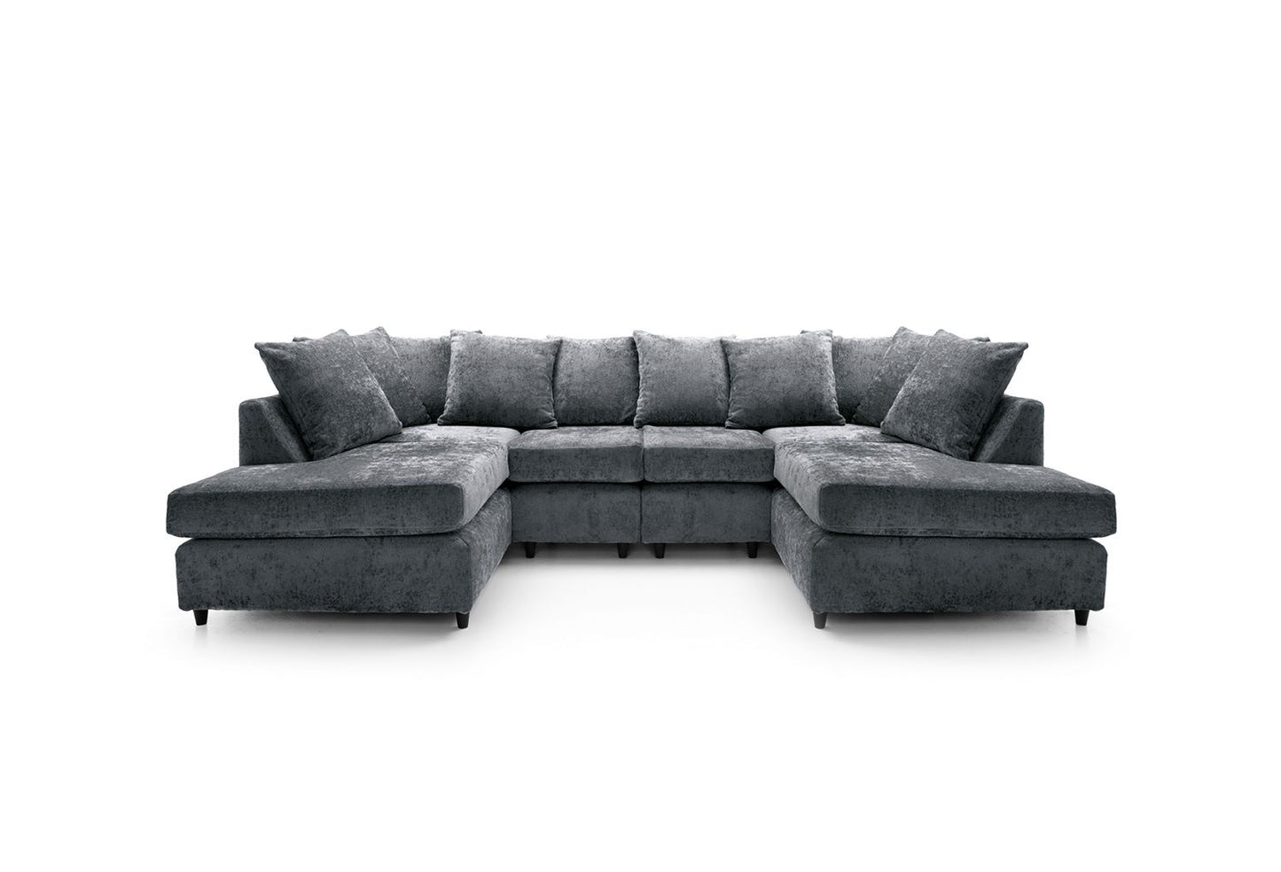 Chenille Fabric U Shape Sofa Dark Grey