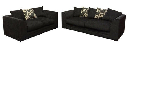 Black Zina Chenille Fabric Sofa