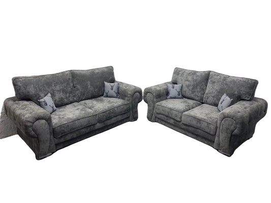 BRAND NEW | Chesterfield Style Verona Sofa Set | 3+2 Seater | Grey