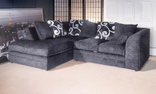 Grey Zina Chenille Fabric Corner Sofa