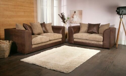 Black & Grey Sofa Corner Suite Cord Fabric + Leather Look Modern Left Right 3&2